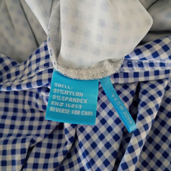 J.McLaughlin Blue Gingham Performance Pull On Nylon/Spandex Ankle Pant XL - Picture 7 of 8